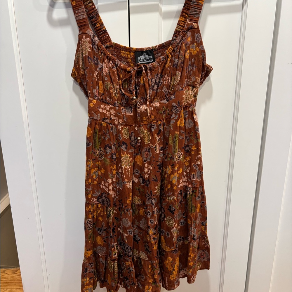 Angie Rust and Cream Floral Dress
